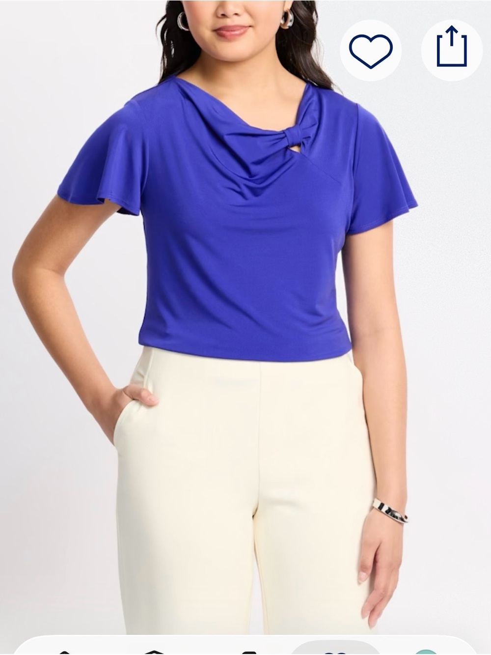 Maggy London Cobalt Blue Short Sleeve Twist Neck Top